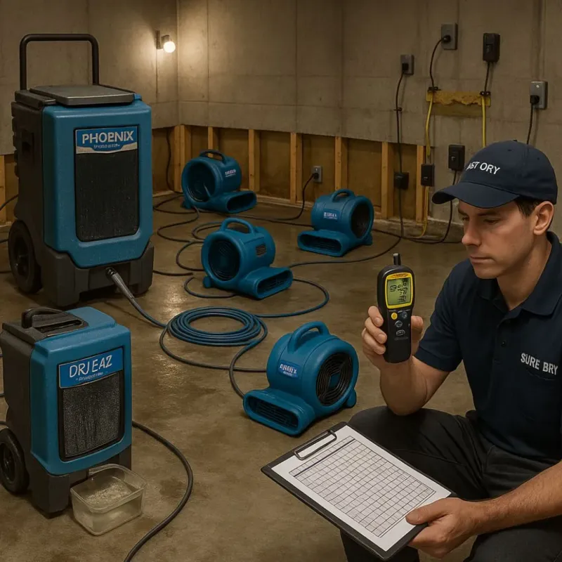 Structural Drying and Dehumidification process in Adamstown, MD